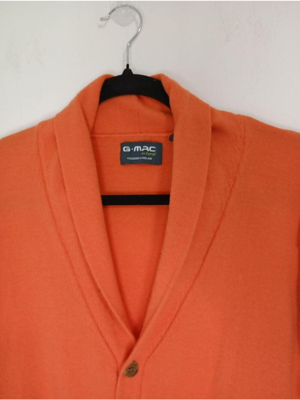 G-Mac By Kartel Cardigan Orange 100% Merino Wool Button-Up Sweater Size M - Picture 3 of 10